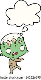cartoon zombie with thought bubble