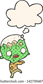 Cartoon Zombie mit Denkblase im Comicstil