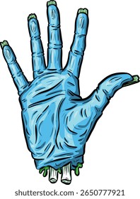 Cartoon Zombie Undead Rotten Hand Creating a Symbol Illustration 