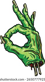 Cartoon Zombie Undead Rotten Hand Creating a Symbol Illustration 