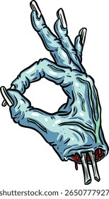 Cartoon Zombie Undead Rotten Hand Creating a Symbol Illustration 