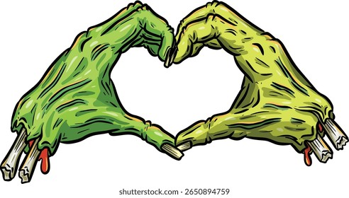 Cartoon Zombie Undead Rotten Hand Creating a Symbol Illustration
