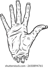 Cartoon Zombie Undead Rotten Hand Creating a Symbol Illustration