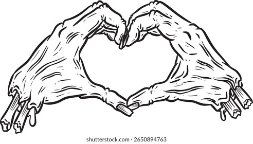 Cartoon Zombie Undead Rotten Hand Creating a Symbol Illustration