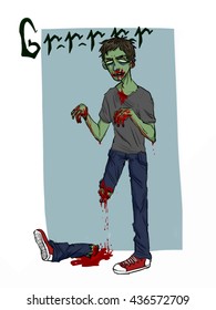 Cartoon zombie. Vector illustration.