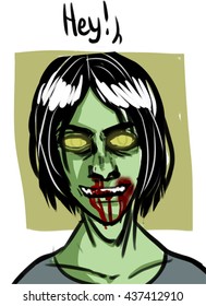 Cartoon zombie. Vector illustration.