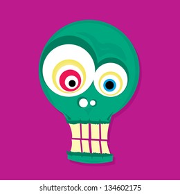 Cartoon zombie vector illustration. vector skull illustration. Zombie head icon