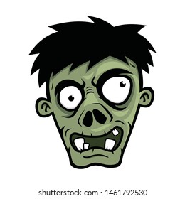 cartoon zombies head, Isolated on white background.