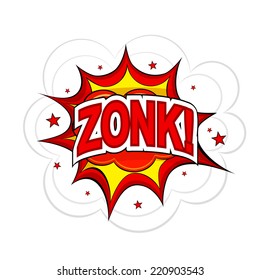 Cartoon ZONK! on a white background. Vector illustration.