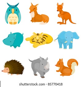 cartoon zoo animal icons