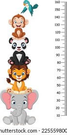 Cartoon zoo animals with meter wall