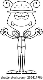 A cartoon zookeeper bee looking angry.