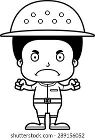 A cartoon zookeeper boy looking angry.