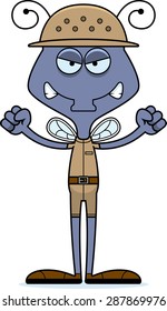 A cartoon zookeeper fly looking angry.