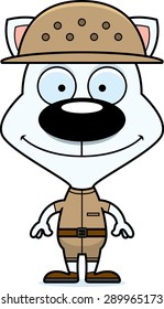A cartoon zookeeper kitten smiling.