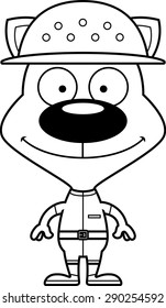 A cartoon zookeeper kitten smiling.