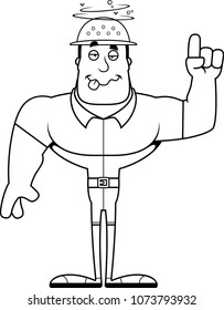 A cartoon zookeeper looking drunk.