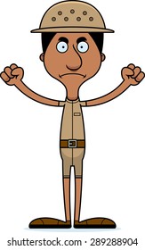 A cartoon zookeeper man looking angry.
