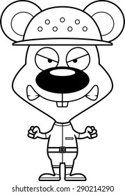 A cartoon zookeeper mouse looking angry.