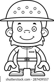 A cartoon zookeeper orangutan smiling.