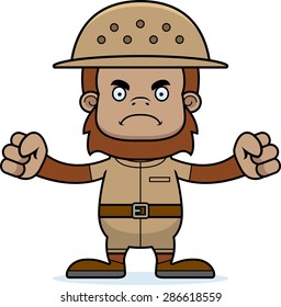 A cartoon zookeeper sasquatch looking angry.