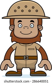 A cartoon zookeeper sasquatch smiling.