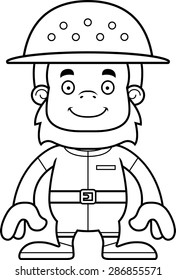 A cartoon zookeeper sasquatch smiling.