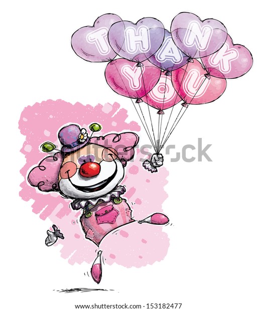 Cartoonartistic Illustration Clown Heart Balloons Saying Stock Vector