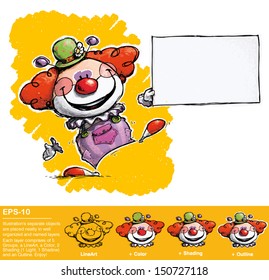 Cartoon/Artistic illustration of a Clown Holding Business Card