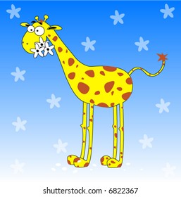 cartoone giraffes - greeting cards for baby birthday