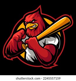 Cartooned red cardinal birds heads for sport team mascot or tattoo design