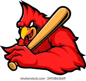 Caricaturas de pájaros cardenales rojos para el diseño de la mascota del equipo deportivo o del tatuaje