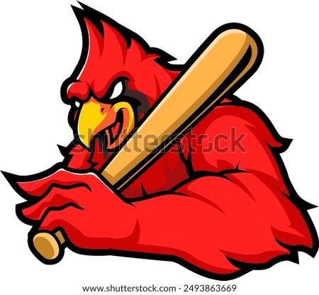 Cartooned red cardinal birds heads for sport team mascot or tattoo design
