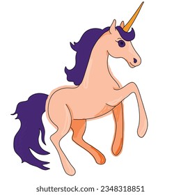 Ilustración vectorial con dibujos animados lista para imprimir: caballo uncorn de cuento de hadas