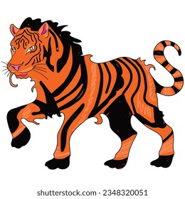 Cartooned vector illustration ready to print: tiger