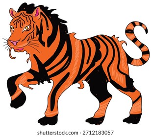 Cartooned vector illustration ready to print: tiger	