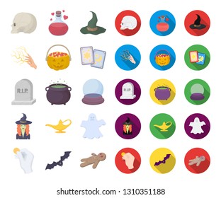 cartoon,flat and white magic cartoon,flat icons in set collection for design. Attributes and sorceress accessories vector symbol stock web illustration.
