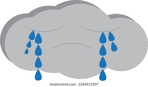 cartoonic illustration, crying cloud , 