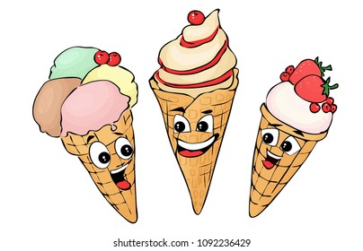 cartoonice cream with face 