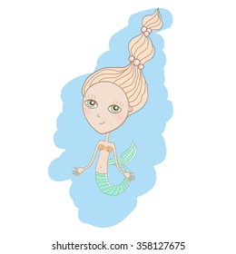 cartooning illustration of mermaid