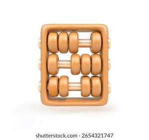 Cartoonish 3D Vector Abacus Icon Isolated for educational content, math apps, school-themed graphics, or playful interface elements