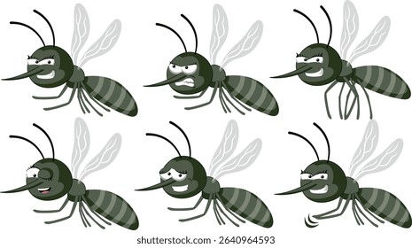 An Cartoonish Annoying Mosquito With Expressive Faces and Dynamic Poses