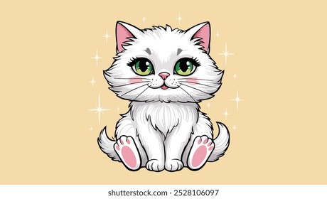 Cartoonish British Short Hair sticker featuring minimalist art design of a cat. Graphic and glorious. Generative AI
