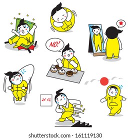 Cartoonish character on diet illustration