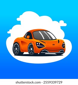 Cartoonish child friendly illustration of a cute sports car 