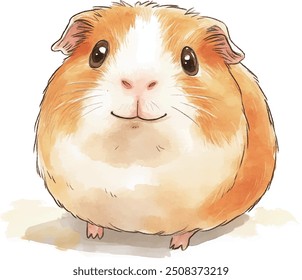 A cartoonish and child-friendly drawing on a white background. It features a simplified illustration of a Guinea Pig