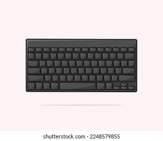 Teclado o teclado de computadora de caricatura en diseño de ilustraciones vectoriales de fondo claro