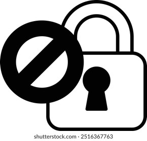 A cartoonish drawing of no entry sign is above a lock