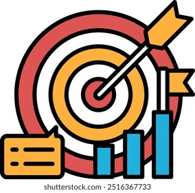 A cartoonish drawing of target with a arrow pointing to it