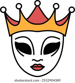 A cartoonish drawing of a woman with a crown on her head. The crown is red and gold